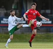 23 April 2021; Michael Barker of Shelbourne in action against Kieran Marty Waters of Cabinteely during the SSE Airtricity League First Division match between Cabinteely and Shelbourne at Stradbrook Park in Blackrock, Dublin. Photo by Sam Barnes/Sportsfile