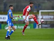 23 April 2021; Sam Bone of St Patrick's Athletic in action against Adam Foley of Finn Harps during the SSE Airtricity League Premier Division match between Finn Harps and St Patrick's Athletic at Finn Park in Ballybofey, Donegal. Photo by Piaras Ó Mídheach/Sportsfile