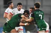 23 April 2021; Tom O'Toole of Ulster is tackled by Dave Heffernan, left, and Conor Oliver of Connacht during the Guinness PRO14 Rainbow Cup match between Ulster and Connacht at the Kingspan Stadium in Belfast. Photo by David Fitzgerald/Sportsfile