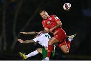 23 April 2021; Ally Gilchrist of Shelbourne in action against Daniel Blackbyrne of Cabinteely during the SSE Airtricity League First Division match between Cabinteely and Shelbourne at Stradbrook Park in Blackrock, Dublin. Photo by Sam Barnes/Sportsfile