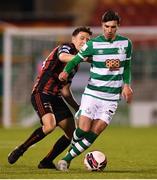 23 April 2021; Danny Mandroiu of Shamrock Rovers in action against Keith Buckley of Bohemians during the SSE Airtricity League Premier Division match between Shamrock Rovers and Bohemians at Tallaght Stadium in Dublin. Photo by Eóin Noonan/Sportsfile
