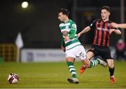 23 April 2021; Danny Mandroiu of Shamrock Rovers in action against Ali Coote of Bohemians during the SSE Airtricity League Premier Division match between Shamrock Rovers and Bohemians at Tallaght Stadium in Dublin. Photo by Stephen McCarthy/Sportsfile