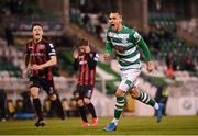 23 April 2021; Graham Burke of Shamrock Rovers celebrates after scoring his side's second goal, a penalty, during the SSE Airtricity League Premier Division match between Shamrock Rovers and Bohemians at Tallaght Stadium in Dublin. Photo by Stephen McCarthy/Sportsfile