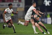 23 April 2021; Peter Sullivan of Connacht is tackled by James Hume of Ulster during the Guinness PRO14 Rainbow Cup match between Ulster and Connacht at the Kingspan Stadium in Belfast. Photo by David Fitzgerald/Sportsfile
