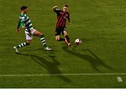 23 April 2021; Danny Mandroiu of Shamrock Rovers in action against Liam Burt of Bohemians during the SSE Airtricity League Premier Division match between Shamrock Rovers and Bohemians at Tallaght Stadium in Dublin. Photo by Eóin Noonan/Sportsfile