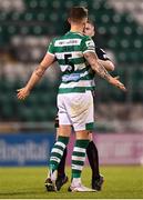 23 April 2021; Ross Tierney of Bohemians with Lee Grace of Shamrock Rovers during the SSE Airtricity League Premier Division match between Shamrock Rovers and Bohemians at Tallaght Stadium in Dublin. Photo by Eóin Noonan/Sportsfile