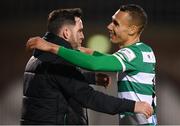 23 April 2021; Shamrock Rovers manager Stephen Bradley, left, and Graham Burke of Shamrock Rovers after the SSE Airtricity League Premier Division match between Shamrock Rovers and Bohemians at Tallaght Stadium in Dublin. Photo by Stephen McCarthy/Sportsfile