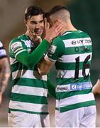 23 April 2021; Danny Mandroiu, left, and Gary O'Neill of Shamrock Rovers celebrate after the SSE Airtricity League Premier Division match between Shamrock Rovers and Bohemians at Tallaght Stadium in Dublin. Photo by Stephen McCarthy/Sportsfile