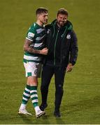 23 April 2021; Lee Grace of Shamrock Rovers with Shamrock Rovers sporting director Stephen McPhail after the SSE Airtricity League Premier Division match between Shamrock Rovers and Bohemians at Tallaght Stadium in Dublin. Photo by Eóin Noonan/Sportsfile