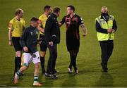 23 April 2021; Rob Cornwall of Bohemians protests to referee Paul McLaughlin after the SSE Airtricity League Premier Division match between Shamrock Rovers and Bohemians at Tallaght Stadium in Dublin. Photo by Eóin Noonan/Sportsfile