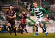 23 April 2021; Graham Burke of Shamrock Rovers celebrates after scoring his side's second goal, from a penalty, during the SSE Airtricity League Premier Division match between Shamrock Rovers and Bohemians at Tallaght Stadium in Dublin. Photo by Stephen McCarthy/Sportsfile