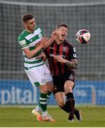 23 April 2021; Rob Cornwall of Bohemians in action against Dylan Watts of Shamrock Rovers during the SSE Airtricity League Premier Division match between Shamrock Rovers and Bohemians at Tallaght Stadium in Dublin. Photo by Stephen McCarthy/Sportsfile