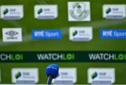 23 April 2021; An RTÉ microphone before the SSE Airtricity League Premier Division match between Shamrock Rovers and Bohemians at Tallaght Stadium in Dublin. Photo by Eóin Noonan/Sportsfile