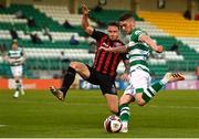 23 April 2021; Dylan Watts of Shamrock Rovers has a shot on goal blocked by Rob Cornwall of Bohemians during the SSE Airtricity League Premier Division match between Shamrock Rovers and Bohemians at Tallaght Stadium in Dublin. Photo by Eóin Noonan/Sportsfile