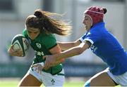24 April 2021; Amee Leigh Murphy-Crowe of Ireland is tackled by Victory Ostuni Minuzzi of Italy during the Women's Six Nations Rugby Championship Play-off match between Ireland and Italy at Energia Park in Dublin. Photo by Matt Browne/Sportsfile