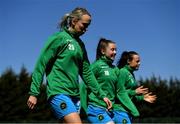 24 April 2021; Peamount United players, from left, Stephanie Roche, Eleanor Ryan-Doyle and Aine O'Gorman during the SSE Airtricity Women's National League match between Bohemians and Peamount United at Oscar Traynor Coaching & Development Centre in Dublin. Photo by Ramsey Cardy/Sportsfile