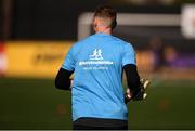24 April 2021; Dundalk goalkeeper Peter Cherrie wears a shirt in commemoration to the @SaveOurSonia campaign, raising funds for former Dundalk City player Sonia Hoey who is battling with cancer, before the SSE Airtricity League Premier Division match between Dundalk and Drogheda United at Oriel Park in Dundalk, Louth. Photo by Ben McShane/Sportsfile