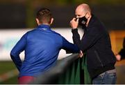 24 April 2021; Former Dundalk goalkeeper Gary Rogers in conversation with Dane Massey of Drogheda United before the SSE Airtricity League Premier Division match between Dundalk and Drogheda United at Oriel Park in Dundalk, Louth. Photo by Ben McShane/Sportsfile