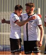 24 April 2021; David McMillan of Dundalk celebrates after scoring his side's first goal with team-mate Andy Boyle, right, during the SSE Airtricity League Premier Division match between Dundalk and Drogheda United at Oriel Park in Dundalk, Louth. Photo by Ben McShane/Sportsfile