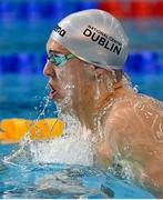 24 April 2021; Darragh Greene of National Centre Dublin competes in the 200 metre breaststroke on day five of the Irish National Swimming Team Trials at Sport Ireland National Aquatic Centre in the Sport Ireland Campus, Dublin. Photo by Brendan Moran/Sportsfile