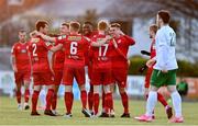 23 April 2021; Shelbourne players celebrate after  Glen McAuley, 17, scored his side's second goal during the SSE Airtricity League First Division match between Cabinteely and Shelbourne at Stradbrook Park in Blackrock, Dublin. Photo by Sam Barnes/Sportsfile