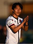 24 April 2021; Han Jeongwoo of Dundalk applauds toward the supporters after the SSE Airtricity League Premier Division match between Dundalk and Drogheda United at Oriel Park in Dundalk, Louth. Photo by Ben McShane/Sportsfile