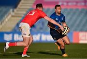 24 April 2021; Dave Kearney of Leinster in action against Chris Farrell of Munster during the Guinness PRO14 Rainbow Cup match between Leinster and Munster at the RDS Arena in Dublin. Photo by Sam Barnes/Sportsfile