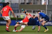 24 April 2021; Andrew Porter of Leinster is tackled by Chris Farrell of Munster during the Guinness PRO14 Rainbow Cup match between Leinster and Munster at the RDS Arena in Dublin. Photo by Sam Barnes/Sportsfile