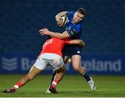 24 April 2021; Rory O'Loughlin of Leinster is tackled by Damian de Allende of Munster during the Guinness PRO14 Rainbow Cup match between Leinster and Munster at the RDS Arena in Dublin. Photo by Sam Barnes/Sportsfile