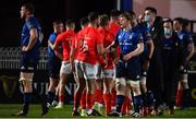 24 April 2021; Players from both sides shake hands following the Guinness PRO14 Rainbow Cup match between Leinster and Munster at the RDS Arena in Dublin. Photo by Sam Barnes/Sportsfile