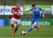 23 April 2021; Stephen Doherty of Finn Harps in action against John Mountney of St Patrick's Athletic during the SSE Airtricity League Premier Division match between Finn Harps and St Patrick's Athletic at Finn Park in Ballybofey, Donegal. Photo by Piaras Ó Mídheach/Sportsfile