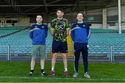 25 April 2021; Backroom team members, from left, masseur Adrian Kearns, team physio Mark Melbourne, and team doctor Dr James Ryan during a Limerick hurling squad portrait session at LIT Gaelic Grounds in Limerick. Photo by Piaras Ó Mídheach/Sportsfile