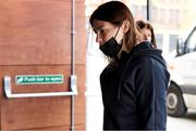 26 April 2021; Katie Taylor arrives for her COVID-19 test at her hotel in Manchester, England, prior to her lightweight title bout against Natasha Jonas. Photo by Mark Robinson / Matchroom Boxing via Sportsfile