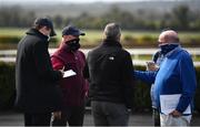 24 April 2021; Assistant coach to Joseph O'Brien, Brendan Powell, is interviewed by media at Navan Racecourse in Navan, Meath. Photo by David Fitzgerald/Sportsfile
