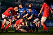 24 April 2021; Mike Haley of Munster is tackled by Ryan Baird of Leinster during the Guinness PRO14 Rainbow Cup match between Leinster and Munster at RDS Arena in Dublin. Photo by Sam Barnes/Sportsfile