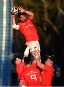 24 April 2021; Jean Kleyn of Munster wins possession in a line-out during the Guinness PRO14 Rainbow Cup match between Leinster and Munster at RDS Arena in Dublin. Photo by Sam Barnes/Sportsfile