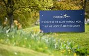 27 April 2021; Signage is seen at Naas Canal prior to racing on day one of the Punchestown Festival at Punchestown Racecourse in Kildare. Photo by David Fitzgerald/Sportsfile