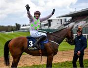 27 April 2021; Paul Townend celebrates after winning the William Hill Champion Steeplechase on Chacun Pour Soi during day one of the Punchestown Festival at Punchestown Racecourse in Kildare. Photo by David Fitzgerald/Sportsfile