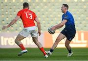 24 April 2021; Rory O'Loughlin of Leinster in action against Chris Farrell of Munster during the Guinness PRO14 Rainbow Cup match between Leinster and Munster at RDS Arena in Dublin. Photo by Piaras Ó Mídheach/Sportsfile