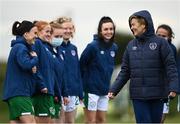 28 April 2021; Manager Vera Pauw meets her players including Ciara Grant, far left, during a Republic of Ireland WNT home-based training session at the FAI National Training Centre in Abbotstown, Dublin. Photo by Harry Murphy/Sportsfile