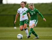 28 April 2021; Eabha O'Mahony in action against Katie Malone during a Republic of Ireland WNT home-based training session at the FAI National Training Centre in Abbotstown, Dublin. Photo by Harry Murphy/Sportsfile