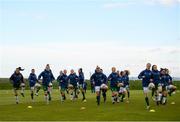 28 April 2021; A general view of the warm-up during a Republic of Ireland WNT home-based training session at the FAI National Training Centre in Abbotstown, Dublin. Photo by Harry Murphy/Sportsfile