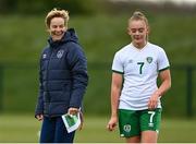 28 April 2021; Manager Vera Pauw and Katie Malone during a Republic of Ireland WNT home-based training session at the FAI National Training Centre in Abbotstown, Dublin. Photo by Harry Murphy/Sportsfile