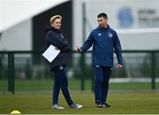 28 April 2021; Manager Vera Pauw speaks with Republic of Ireland Women's Under-17 manager James Scott during a Republic of Ireland WNT home-based training session at the FAI National Training Centre in Abbotstown, Dublin. Photo by Harry Murphy/Sportsfile