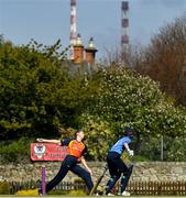 25 April 2021; Kate McEvoy of Scorchers bowls during the Arachas Super Series 2021 match between Scorchers and Typhoons at Pembroke Cricket Club in Dublin. Photo by Ramsey Cardy/Sportsfile