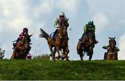 29 April 2021; Call It Magic, centre, with Keith Donoghue up, jumps Ruby's Double alongside Alpha Des Obeaux, left, with Jamie Codd up, and Blue Templar, right, with Darragh O'Keeffe up, during the Mongey Communications La Touche Cup Cross Country Steeplechase on day three of the Punchestown Festival at Punchestown Racecourse in Kildare. Photo by Harry Murphy/Sportsfile