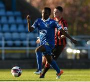 24 April 2021; Katlego Mashigo of Waterford in action against Aaron Robinson of Longford Town during the SSE Airtricity League Premier Division match between Waterford and Longford Town at RSC in Waterford. Photo by Matt Browne/Sportsfile