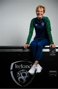 30 April 2021; (EDITORS NOTE: This image has been altered: Shoe brand logo was removed.) Republic of Ireland Women’s national team manager Vera Pauw poses for a portrait at the FAI National Training Centre in Abbotstown, Dublin, following the 2023 FIFA Women's World Cup Qualifying Draw. Photo by Stephen McCarthy/Sportsfile