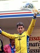 5 October 1986; Sean Kelly of the KAS Guinness team after winning the 1986 Nissan International Classic cycle race after the final stage in Dublin. Photo by Ray McManus/Sportsfile