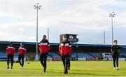 30 April 2021; Sligo players walk the pitch before the SSE Airtricity League Premier Division match between Drogheda United and Sligo Rovers at Head in the Game Park in Drogheda, Louth. Photo by Ben McShane/Sportsfile